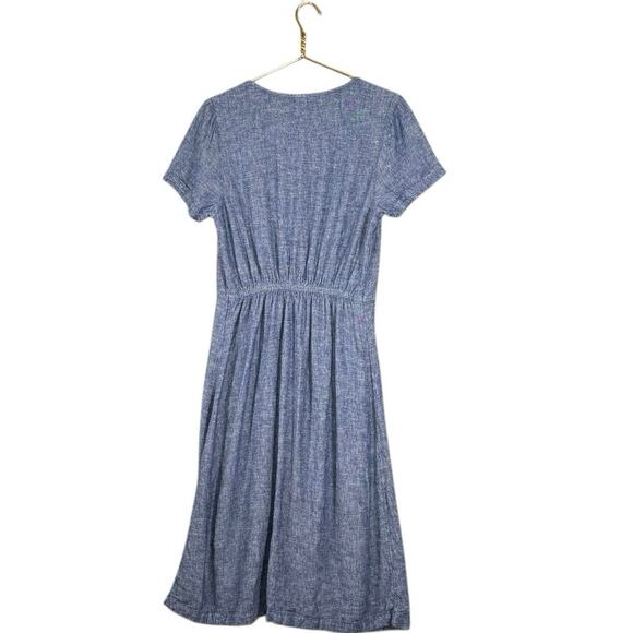 Old Navy Button Down Linen Blend Midi Dress | Blue Short Sleeve Casual | M - Picture 10 of 10